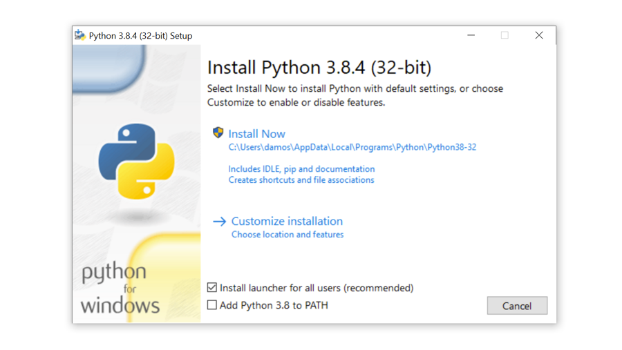 Windows installation dialog