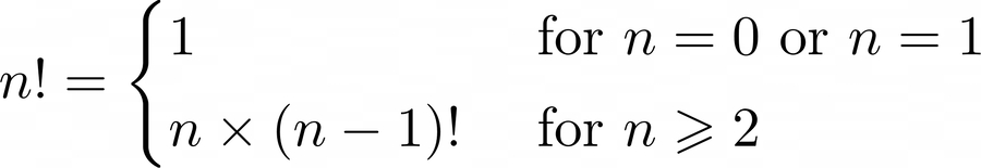 Recursive definition of factorial